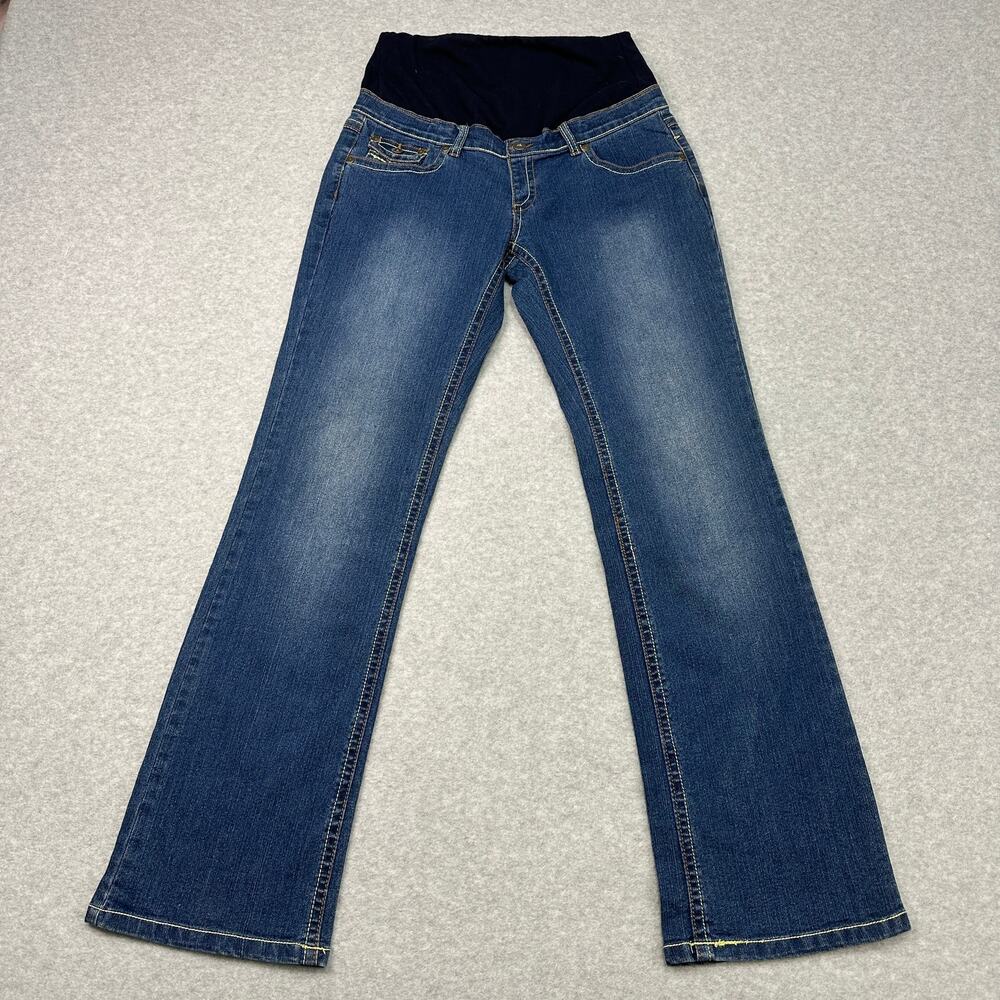 Lilac Maternity Jeans WMNS M Medium Wash Denim Stretchy Waist Panel Bootcut Leg